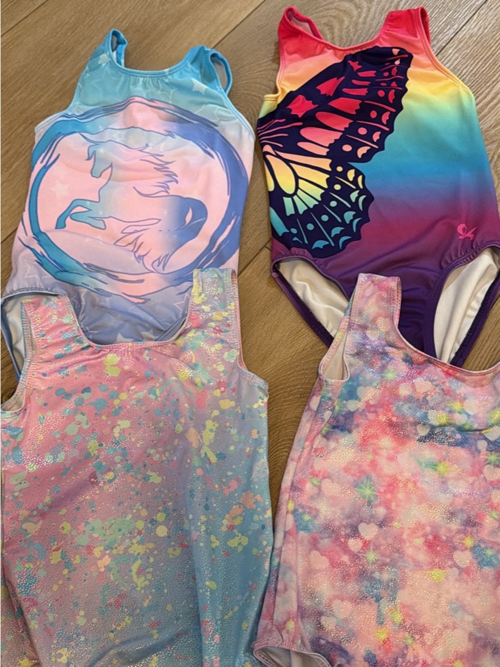 Colorful Girls' Leotard Bundle - Unicorn, Butterfly & Pastel Splatter